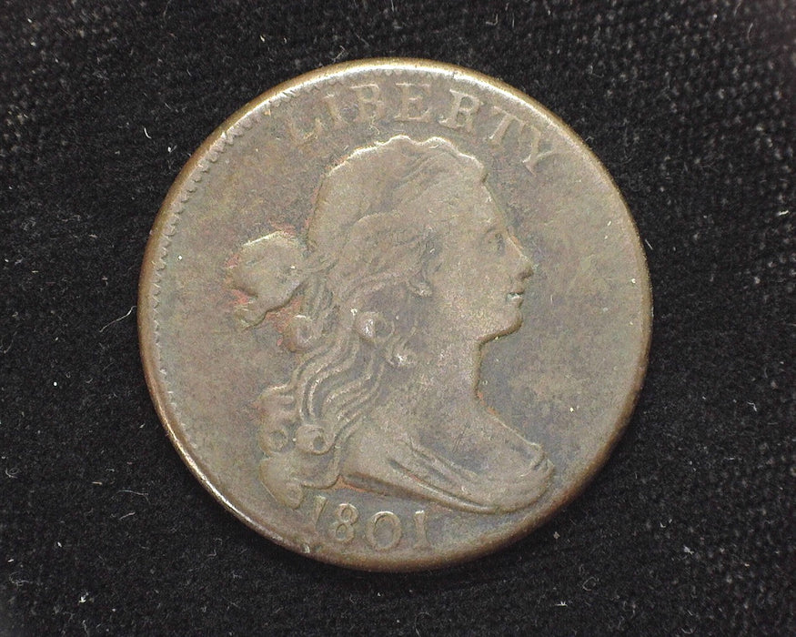 1801 Large Cent Draped Bust Normal rev, reverse pitting. F/VF  - US Coin
