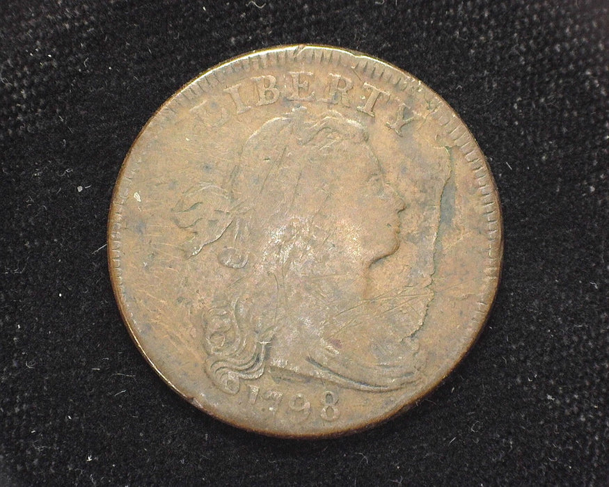 1798 Large Cent Draped Bust Scratches, delaminating planchet. F  - US Coin