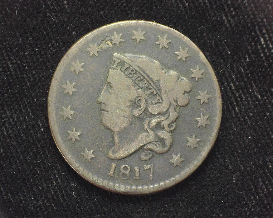 1817 Large Cent Draped Bust 15 Stars. VG/F-40 - US Coin