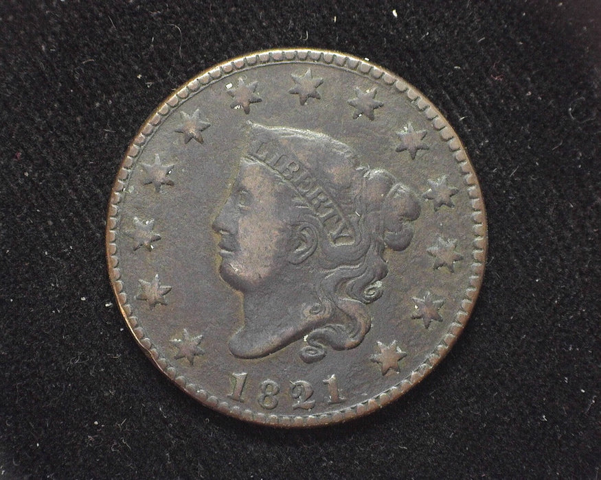 1821 Large Cent Draped Bust VF - US Coin