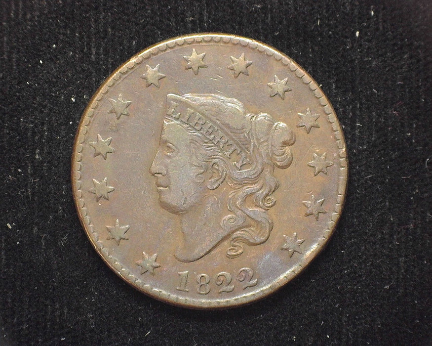 1822 Large Cent Draped Bust VF - US Coin