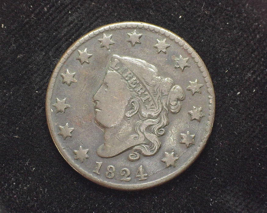 1824 Large Cent Draped Bust F - US Coin