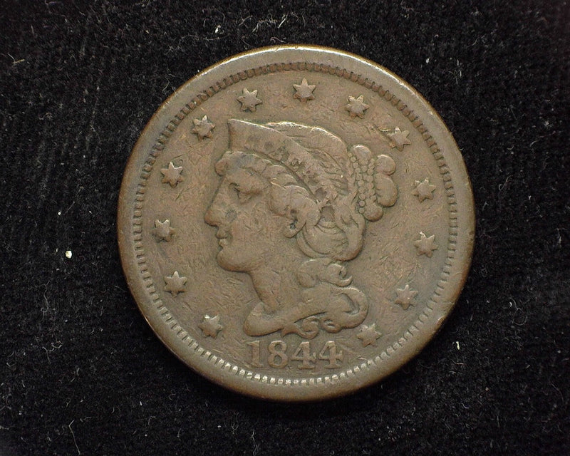 1844 Large Cent Draped Bust F - US Coin