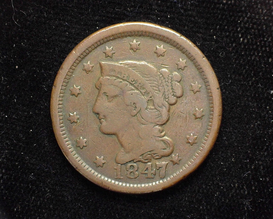 1847/47 Large Cent Draped Bust F - US Coin