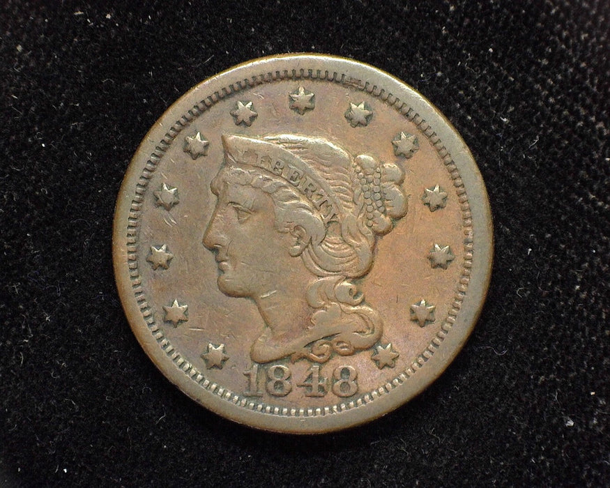 1848 Large Cent Draped Bust VF - US Coin
