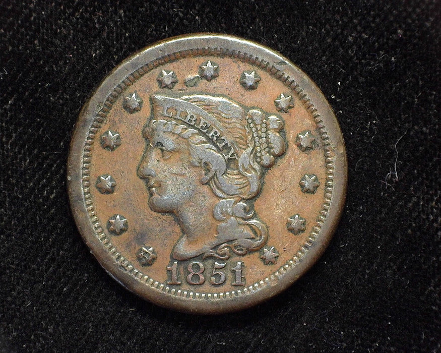 1851/18 Large Cent Draped Bust VF - US Coin