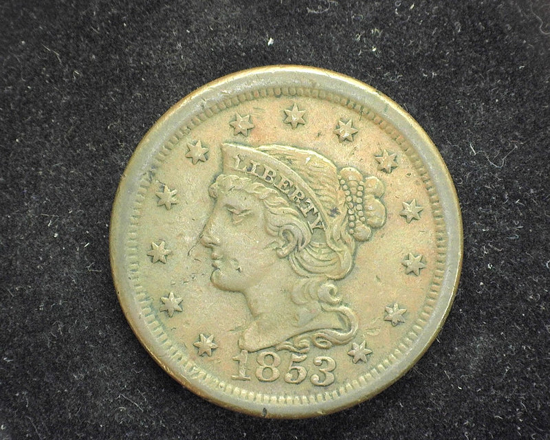 1853 Large Cent Draped Bust XF - US Coin