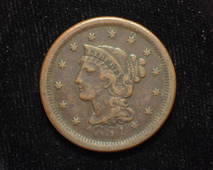 1854 Large Cent Draped Bust VF - US Coin