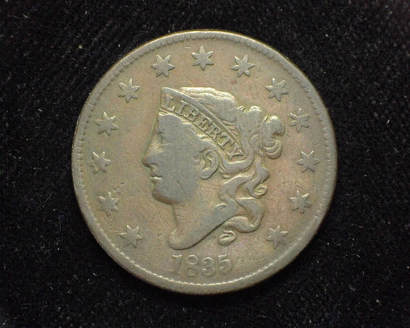 1835 Large Cent Draped Bust Large 8 & stars. F - US Coin