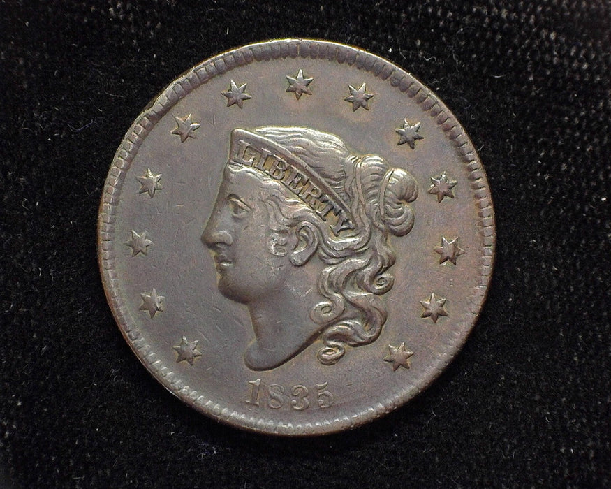 1835 Large Cent Draped Bust Small 8 small stars. XF - US Coin