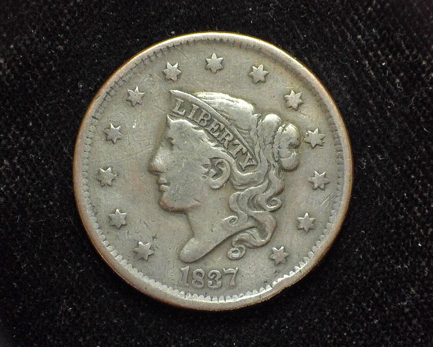 1837 Large Cent Draped Bust Small letters. F - US Coin