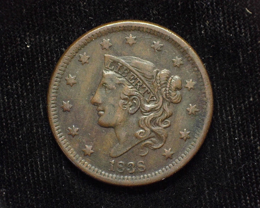 1838 Large Cent Draped Bust VF - US Coin
