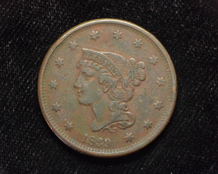 1839 Large Cent Draped Bust Silly head. VF - US Coin