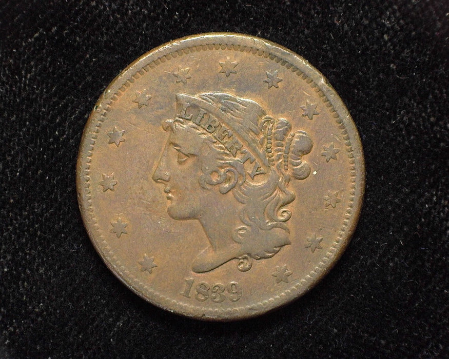 1839 Large Cent Draped Bust Booby head. VF - US Coin