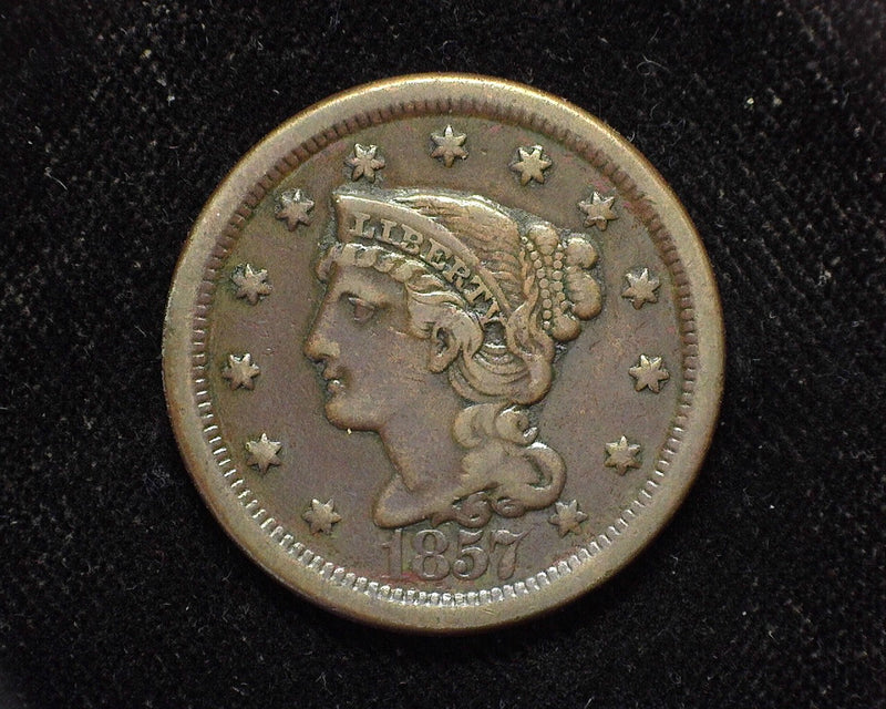 1857 Large Cent Draped Bust Large date. XF - US Coin