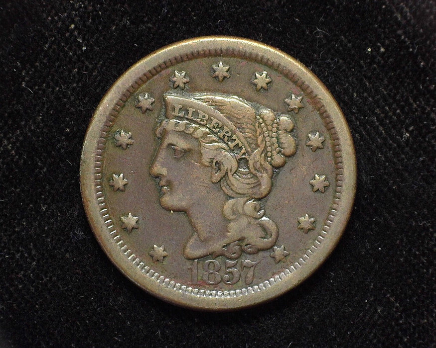 1857 Large Cent Draped Bust Large date. XF - US Coin