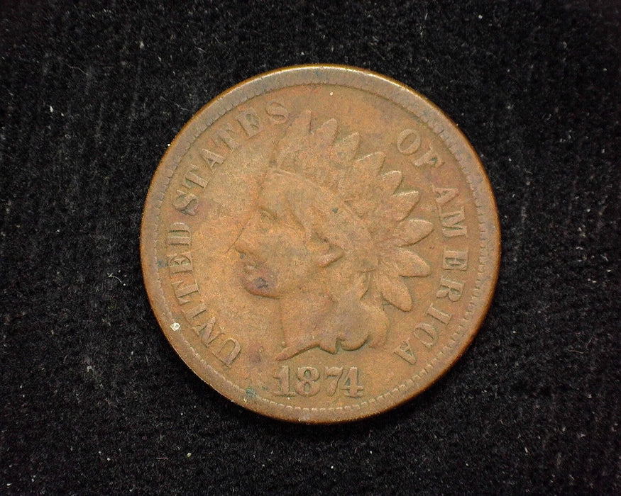 1874 Indian Head Penny/Cent VG/F - US Coin