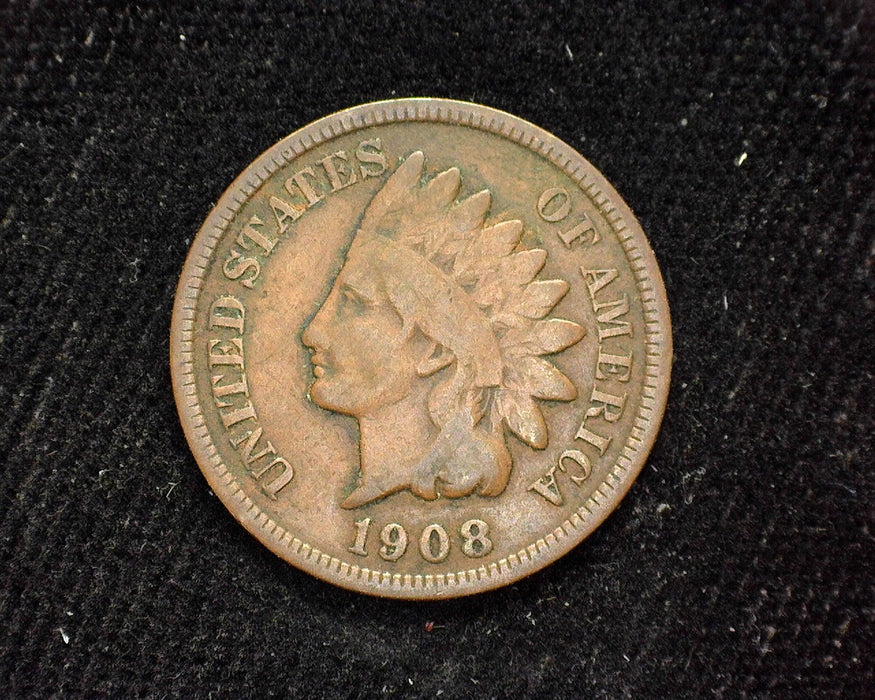 1908 S Indian Head Penny/Cent VG - US Coin
