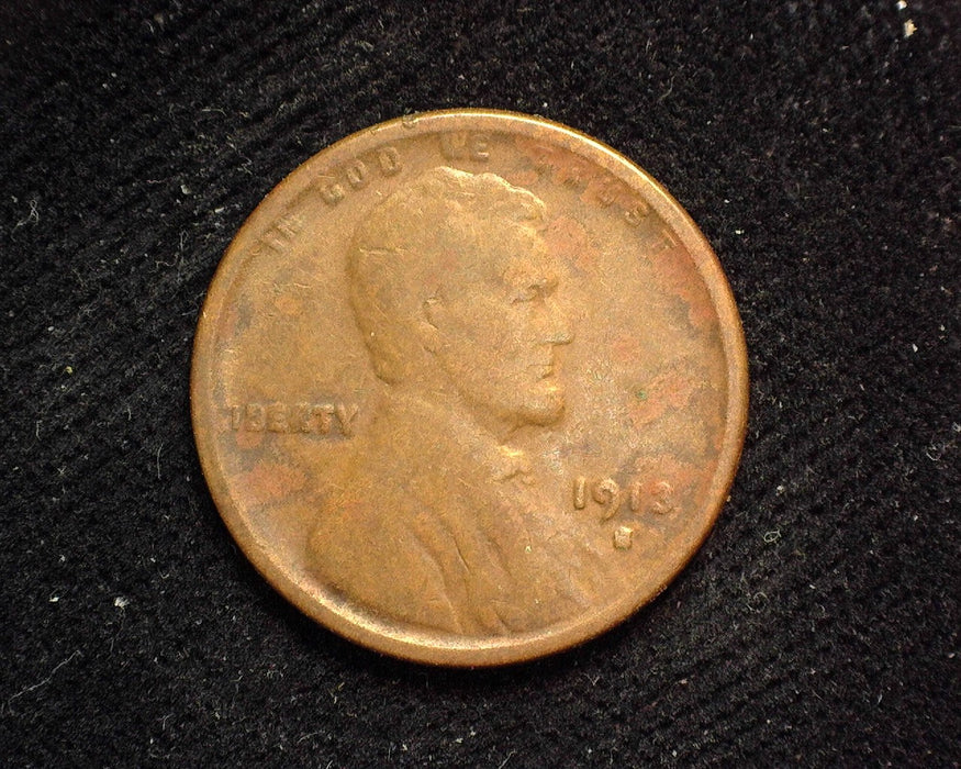 1913 S Lincoln Wheat Penny/Cent F - US Coin