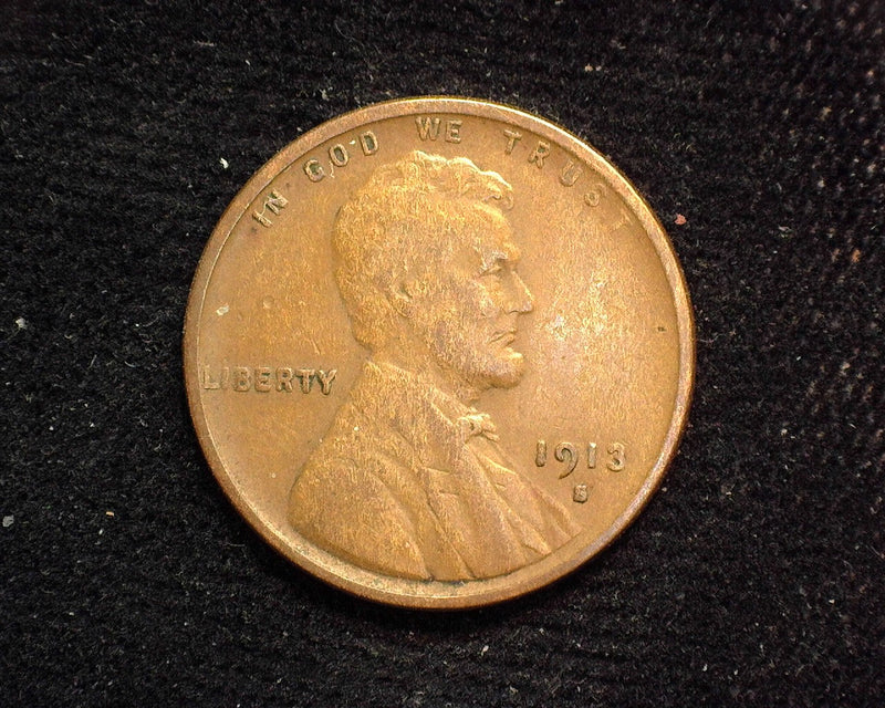 1913 S Lincoln Wheat Penny/Cent F - US Coin