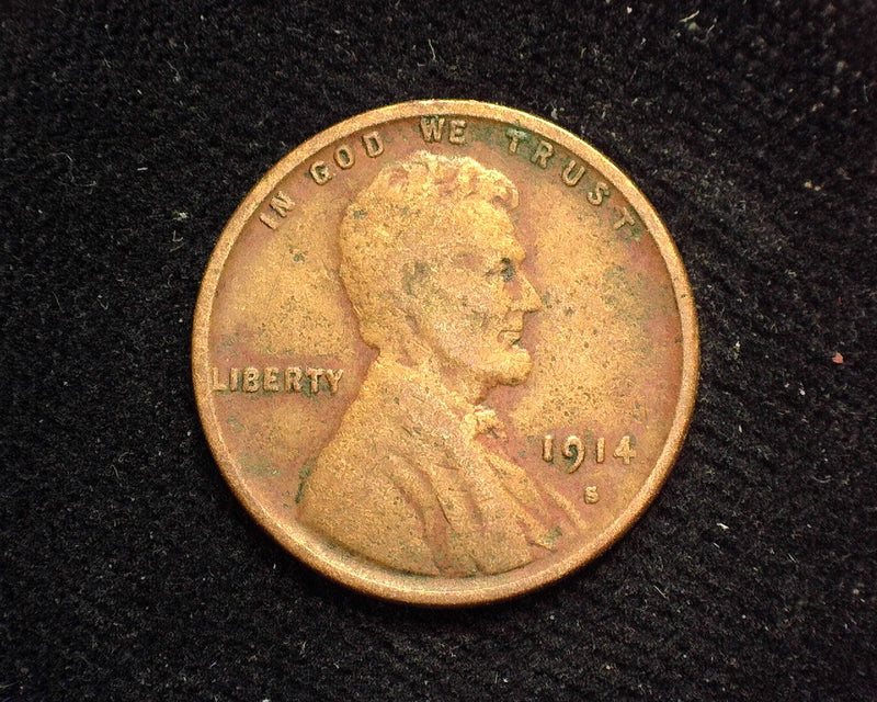 1914 S Lincoln Wheat Penny/Cent F - US Coin