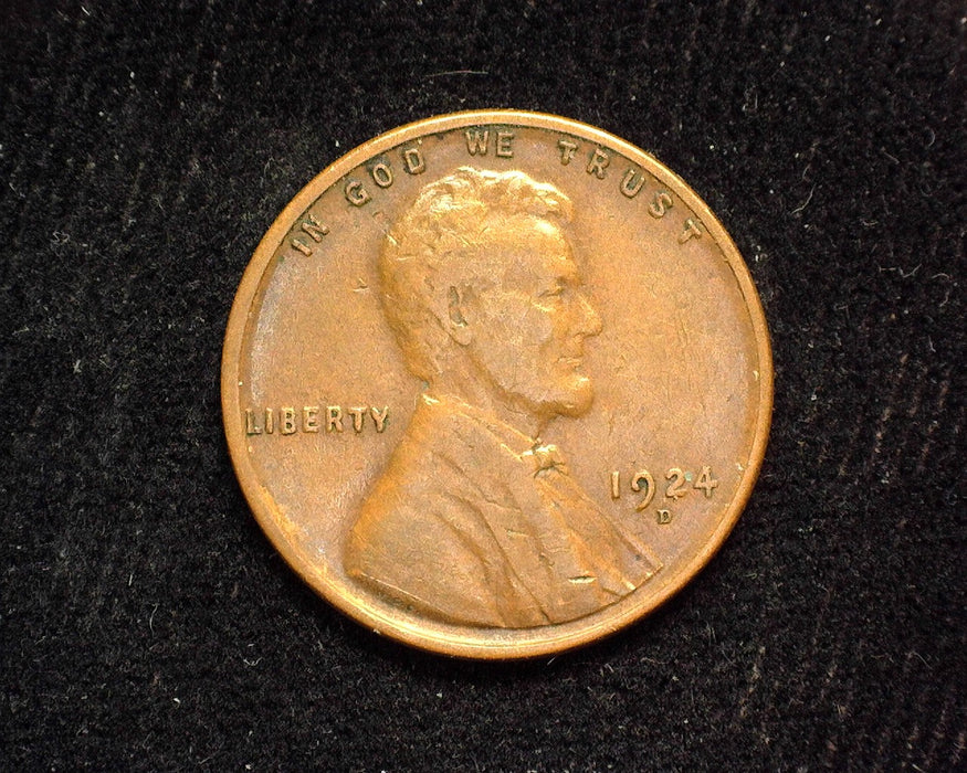 1924 D Lincoln Wheat Penny/Cent F - US Coin