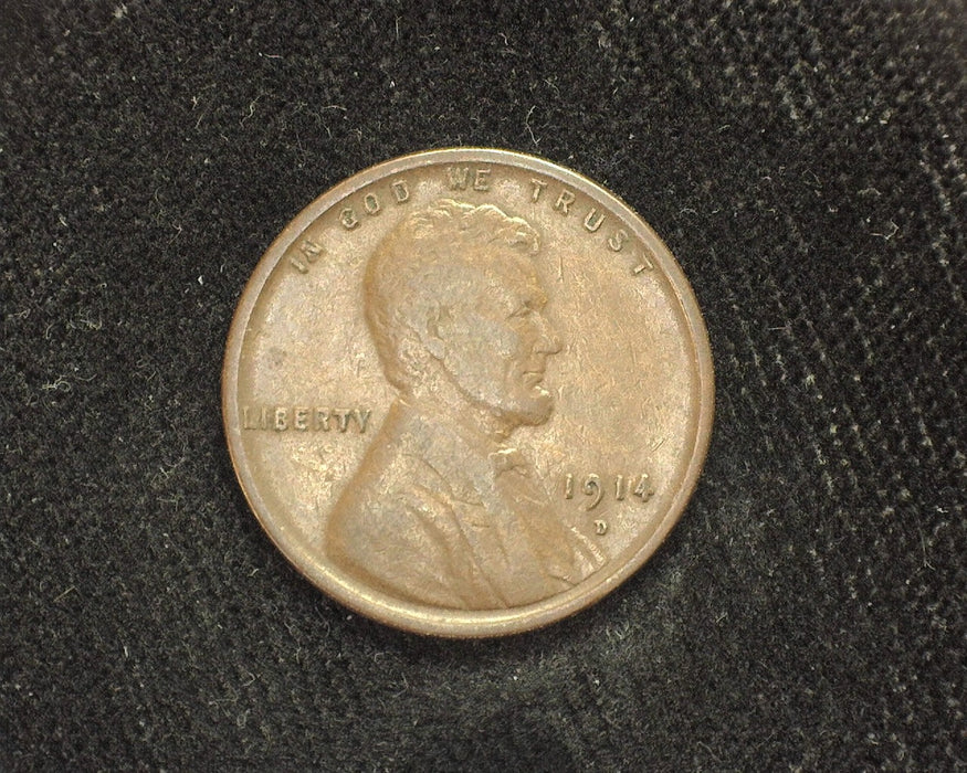 1914 D Lincoln Wheat Penny/Cent F - US Coin