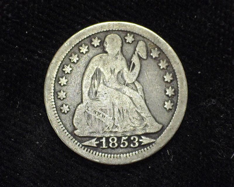 1853 Liberty Seated Dime F Arrows - US Coin