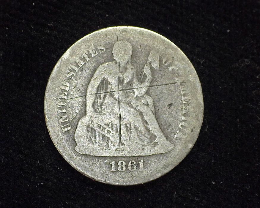 1861 S Liberty Seated Dime G X scratch - US Coin