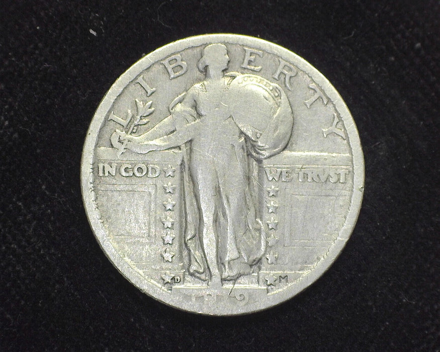 1919 D Standing Liberty Quarter VG/F Cleaned - US Coin