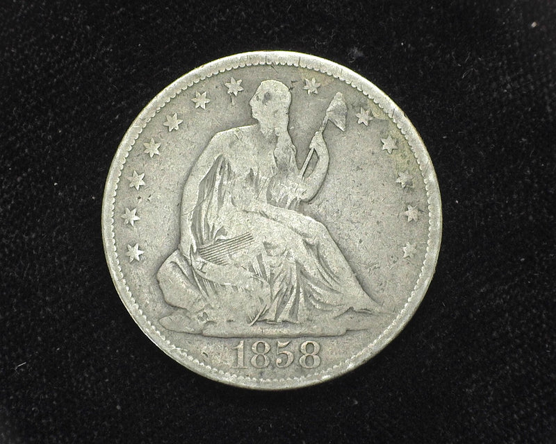 1858 O Liberty Seated Half Dollar VG - US Coin