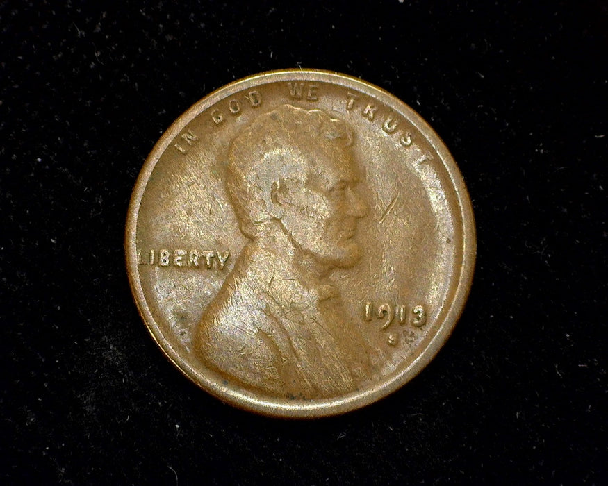 1913 S Lincoln Wheat Penny/Cent VG/F - US Coin