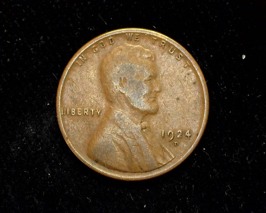 1924 D Lincoln Wheat Penny/Cent F - US Coin