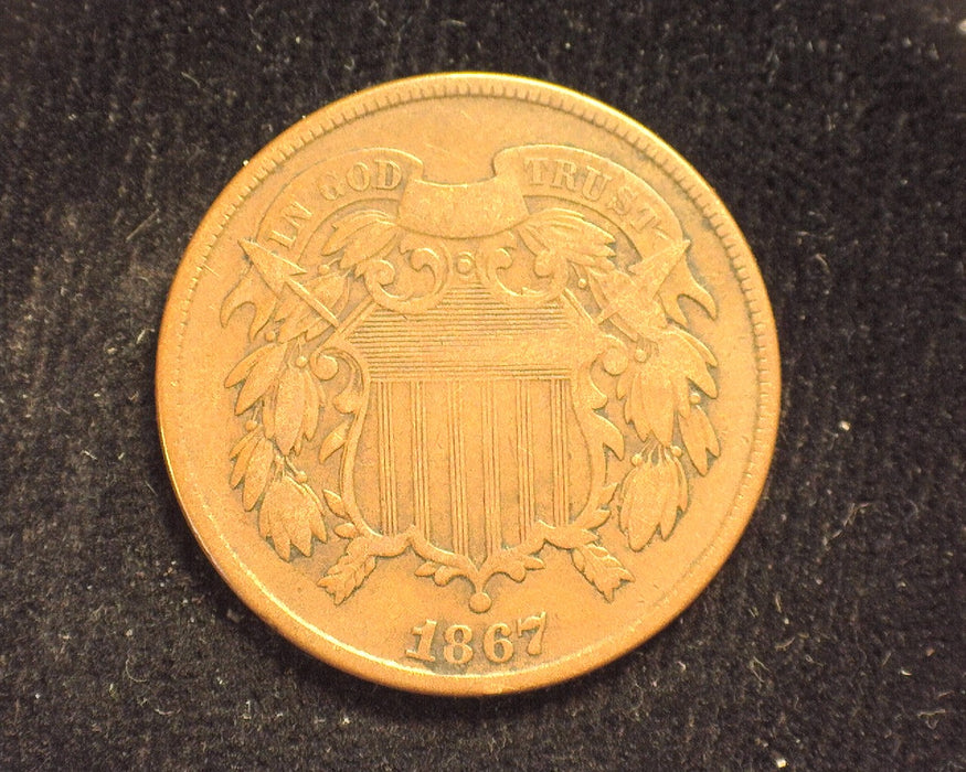 1867 Two Cent Piece VG - US Coin