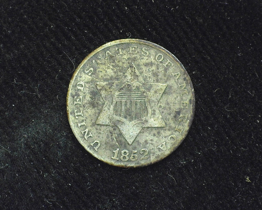 1852 Three Cent Silver F Scratch - US Coin