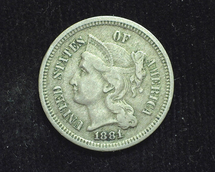 1881 Three Cent Nickel VF - US Coin