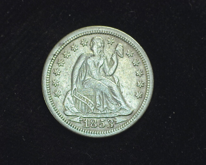 1853 Arrows Liberty Seated Dime XF - US Coin