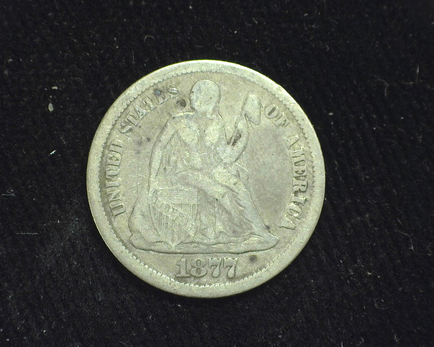 1877 CC Liberty Seated Dime F - US Coin