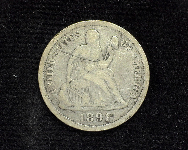 1891 Liberty Seated Dime F Scratch - US Coin
