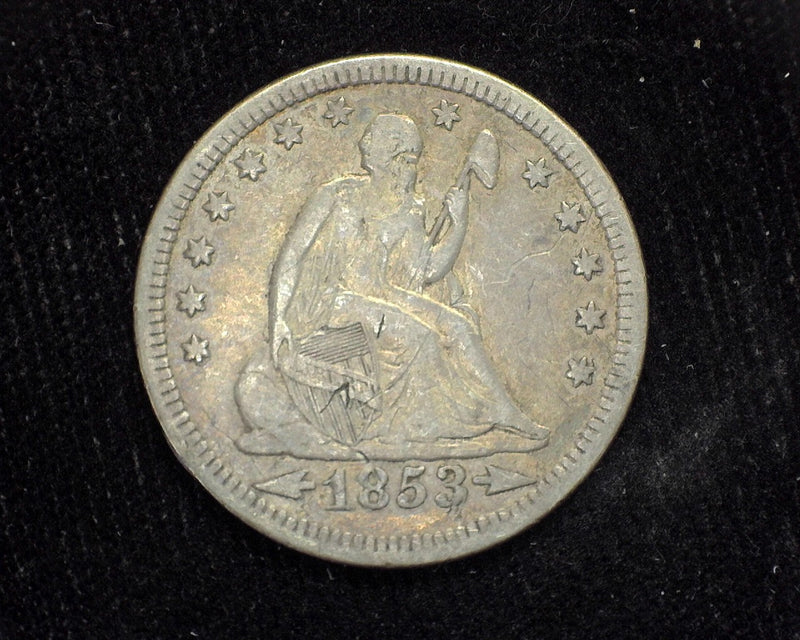 1853 Arrows and Rays Liberty Seated Quarter VF Slight scratching- US Coin