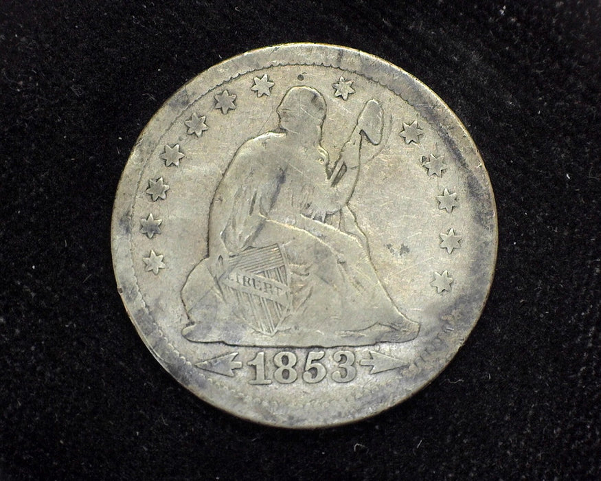 1853 Arrows and Rays Liberty Seated Quarter F - US Coin