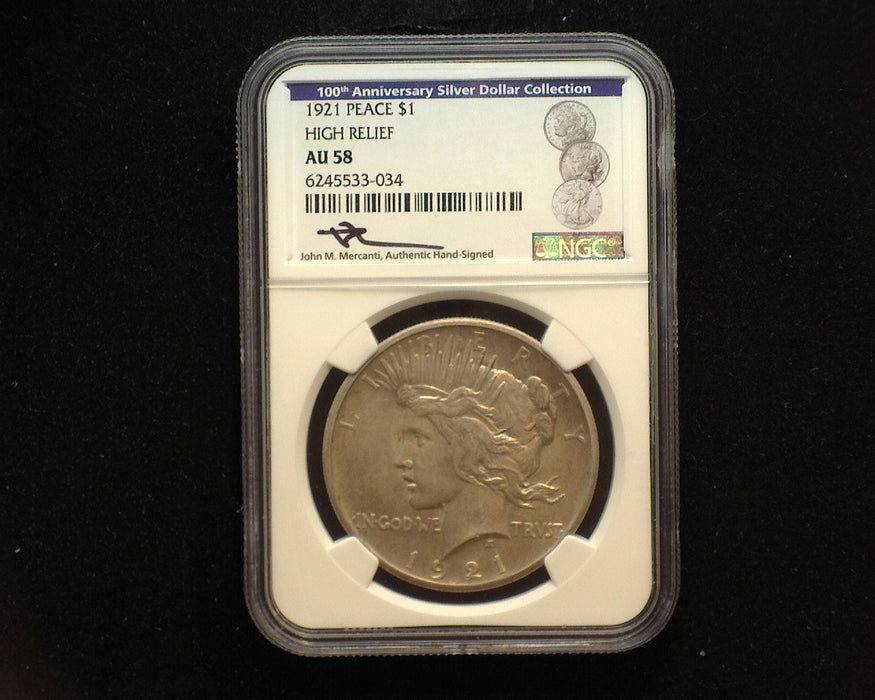 1921 Peace Dollar High relief NGC AU 58  - US Coin