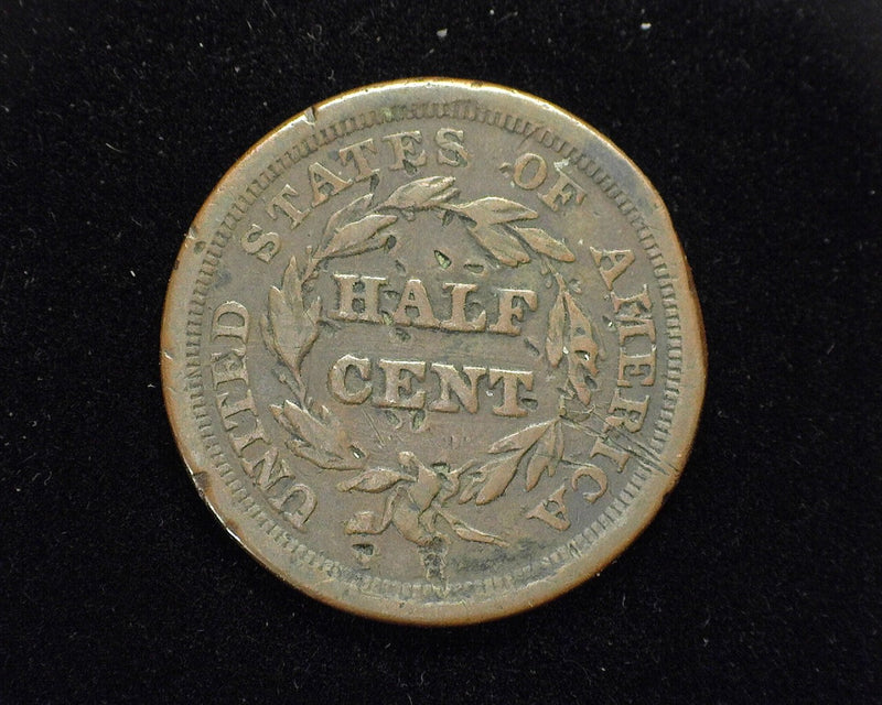 1856 Braided Hair Half Cent F Pock marks - US Coin