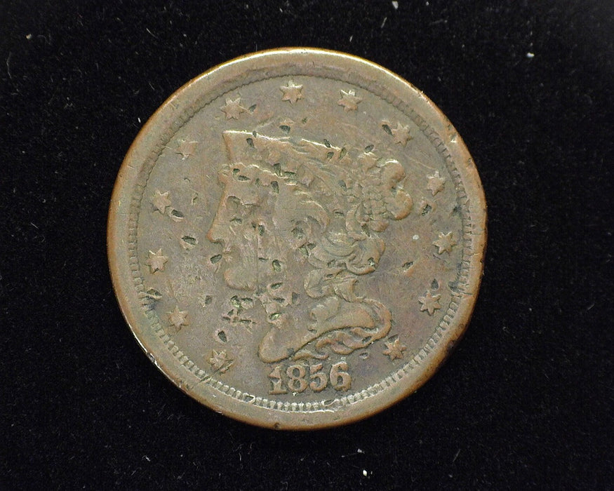 1856 Braided Hair Half Cent F Pock marks - US Coin