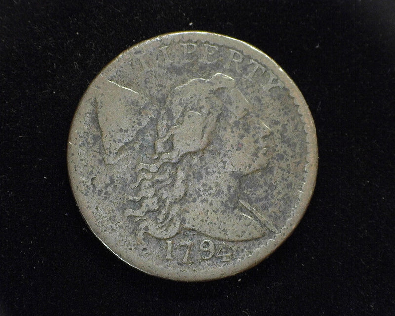 1794 Draped Bust Large Cent  F Fallen 4, Button on cap, environmental damage. - US Coin