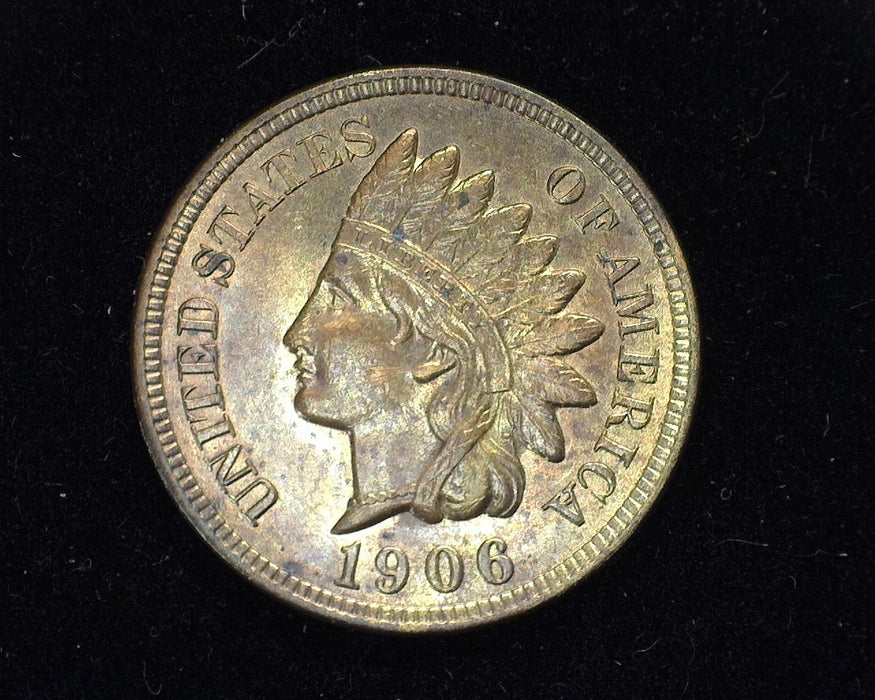 1906 Indian Head Penny/Cent BU Half red  - US Coin