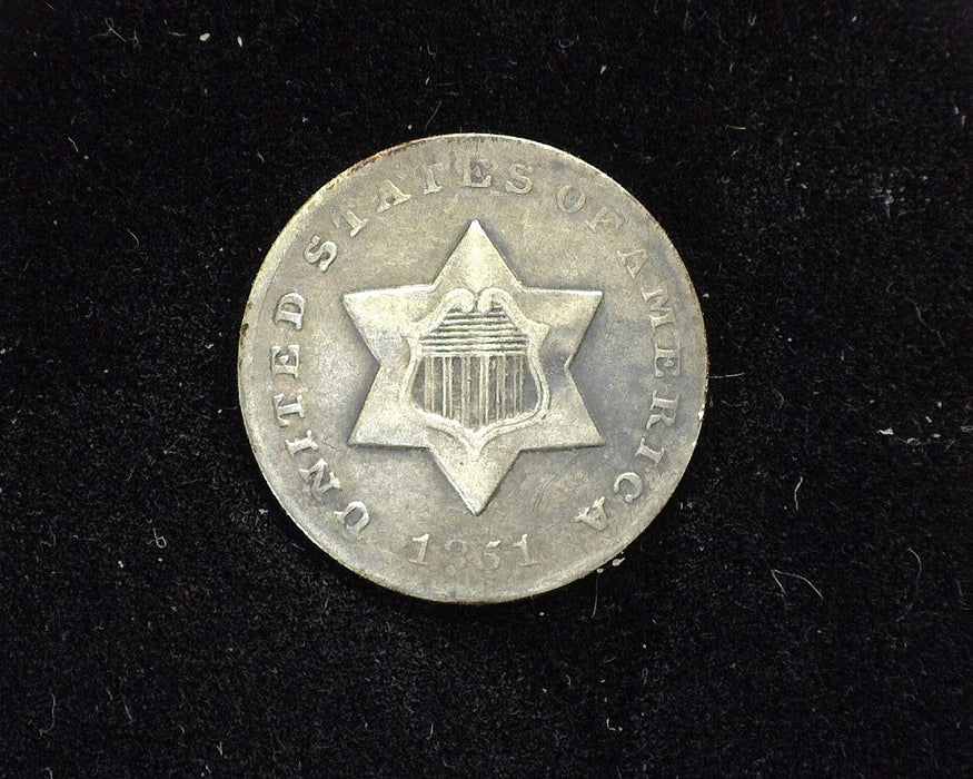 1851 O Three Cent Silver F - US Coin
