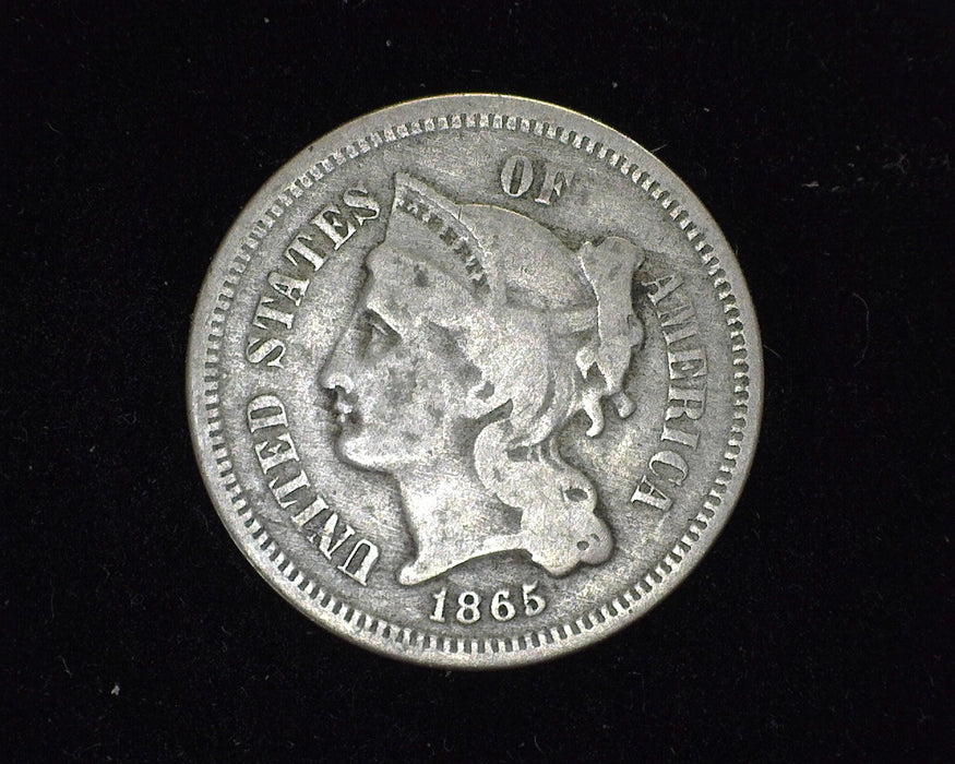 1865 Three Cent Nickel VG - US Coin
