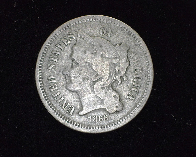 1868 Three Cent Nickel VG - US Coin