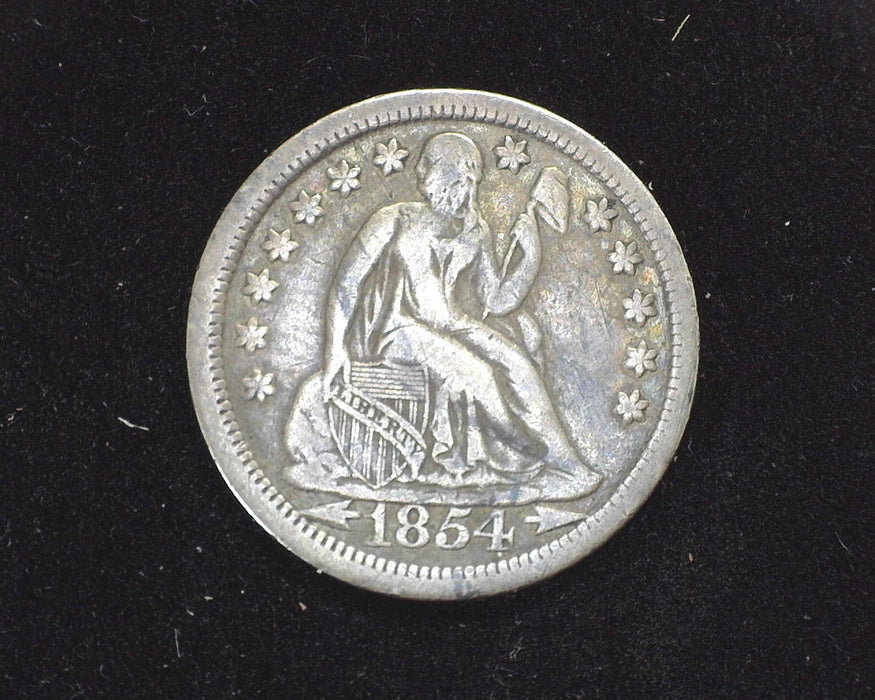 1854 Liberty Seated Dime F Arrows - US Coin